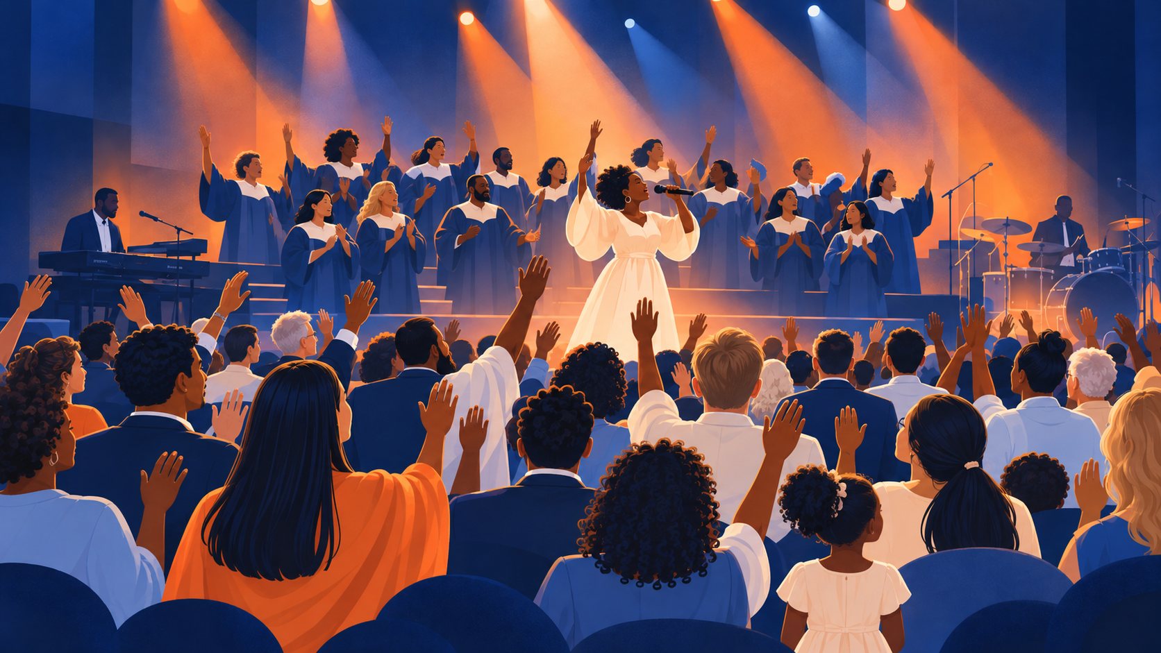 Worship team leading the congregation